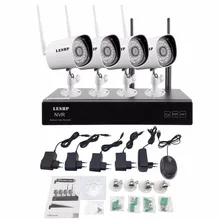 4CH WIFI NVR with 4 PCS WIFI IP Camera Surveillance System 1Mega for Outdoor Security Support Post Alarm Motion Detection