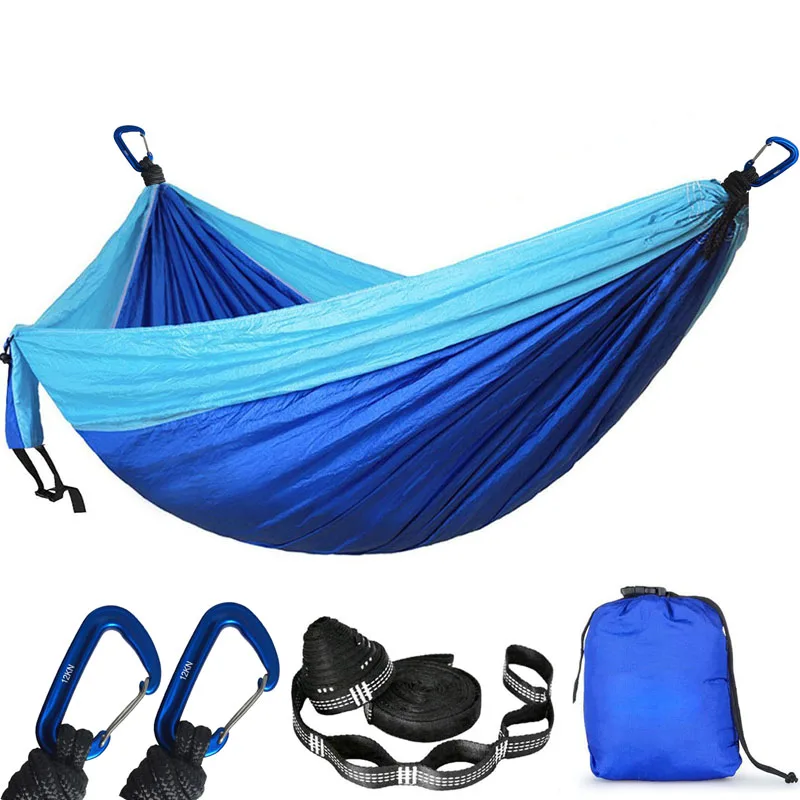 2-3 Person Solid Color Parachute Hammock Camping Survival garden swing Leisure travel Portable Hammock for outdoor furniture 