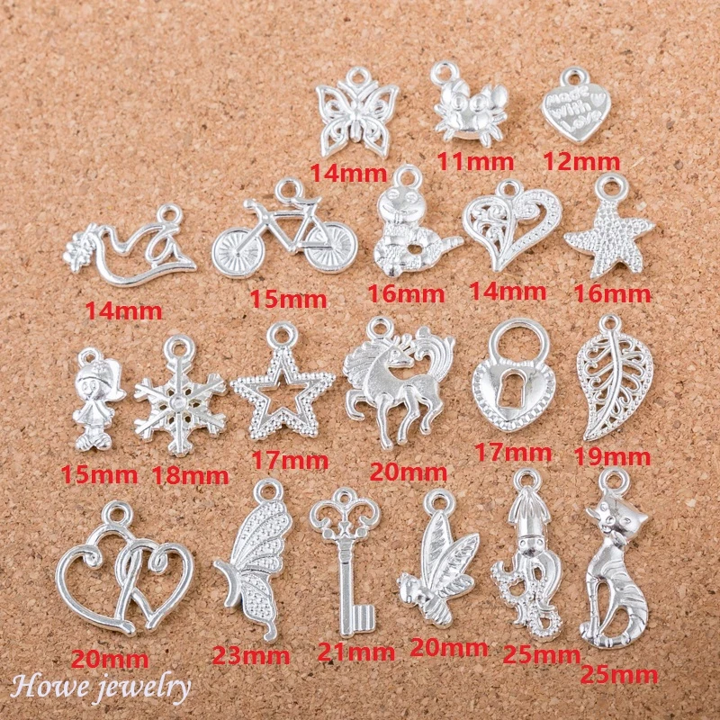 

Mixed 120pcs lock snake butterfly cat shape Charms bright silver Fit Bracelets Necklace DIY Metal Jewelry Making Q004