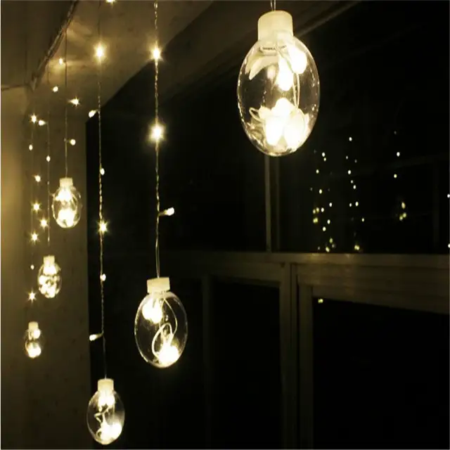 Transparent Globen Ball Bunte Led Lichterketten Vorhang Innen