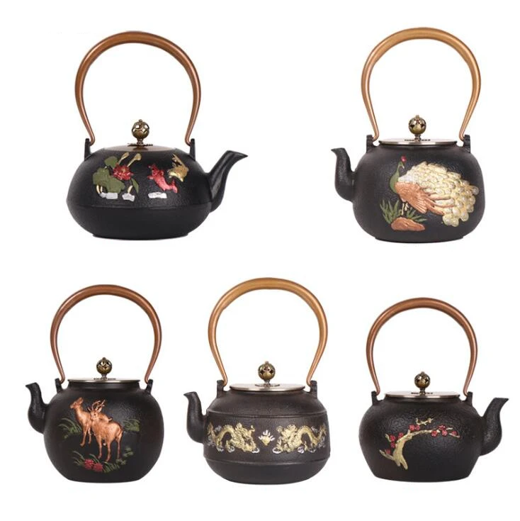 

Pure Manual Forging Traditional Handcrafts Exquisite Iron Teapot Chinese style Pattern Home Decor, Collection, Cooking Tea SM140