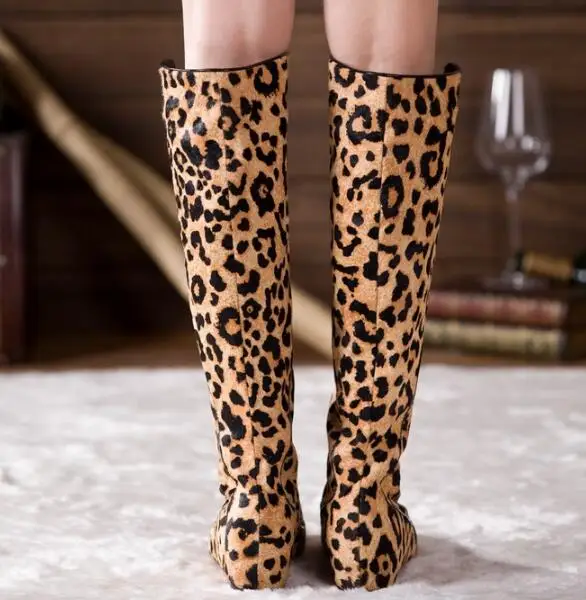 Las Negro Rodilla Talón Largas Cm 4 Cremallera 41 35 Botas Black Picture Punta Leopardo impresión Para as Del Altas Mujeres En Cuña Aumento Tamaño Altura OA4wqEz