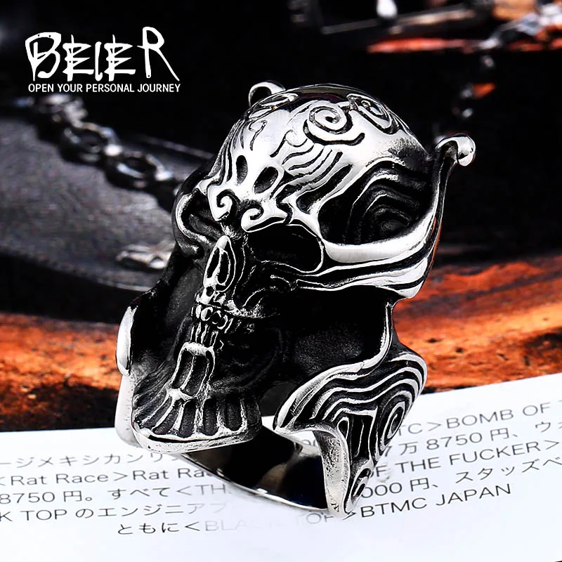 Beier new store 316L Stainless Steel high quality Drop Ship A variety of Skull Big Punk Biker Ring fashion jewelry LLBR8-414R