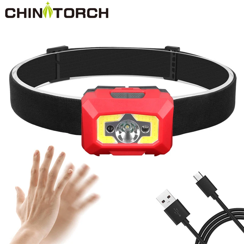 

COB LED Motion Sensor Headlamp Waterproof 5 Modes Headlight USB Rechargeable Emergency Torch Light Outdoor Fishing Flashlight