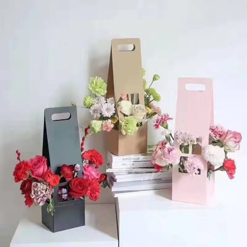 

flower box rose box brown /black/pink hand-held flower box gift box goddess festival mother's day flower arrangement hand-box