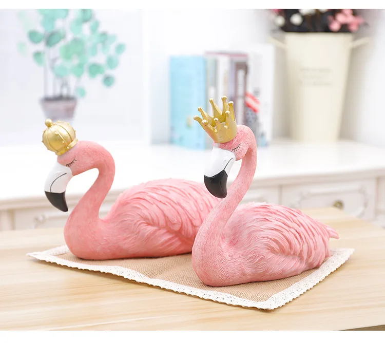 

1PC Ins Fashion Desk Decoration Big Flamingo Ornaments Decorative Figurines Home Decor Resin Craft Wedding Lovers JL 204
