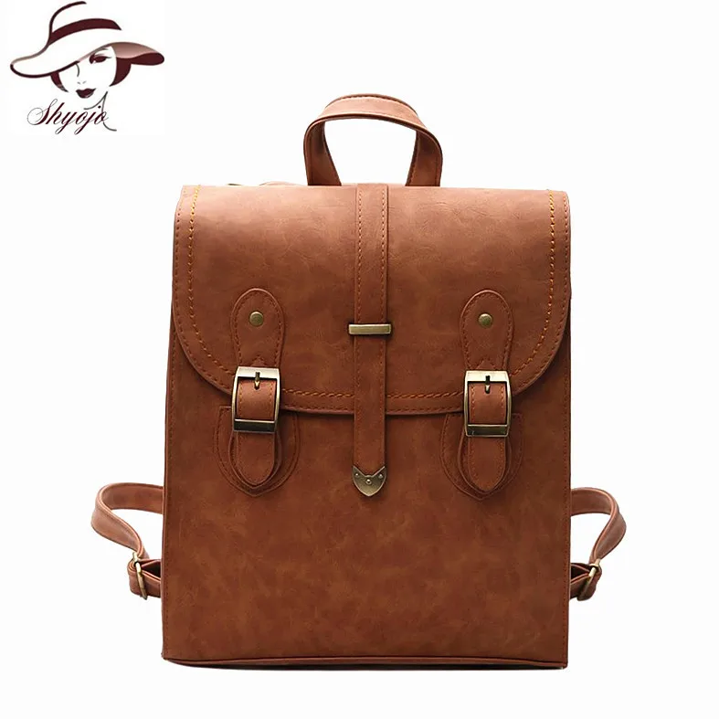 

Simple Style Fashion Backpack Women Leather Backpacks For Teenage Girls School Student Bags Vintage Female Shoulder Bags Mochila
