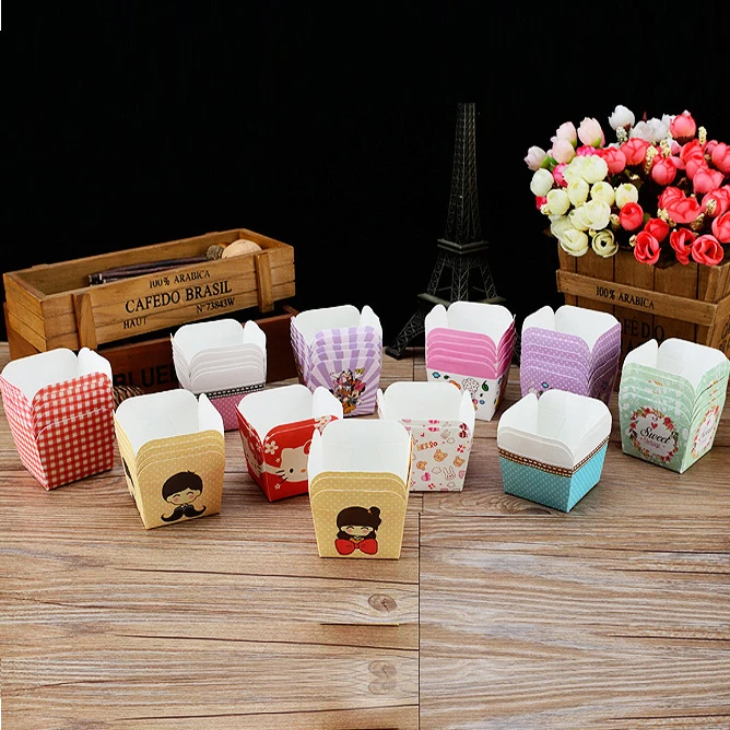 200 шт./лот квадратный Кекс Маффин бумажный торт чашка для выпечки высокая