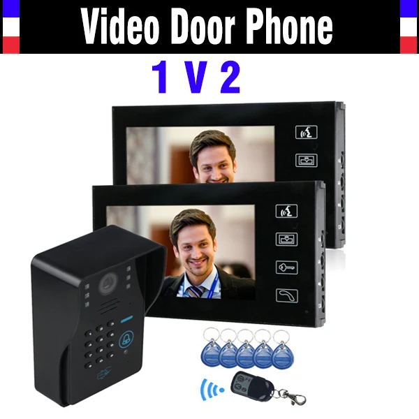 7 Inch Video Door Phone Intercom System Password Code Keypad Camera ID Card + Remote controller Video Doorbell Kit 2-monitor 7 Inch Video Door Phone Intercom System Password Code Keypad Camera ID Card + Remote controller Video Doorbell Kit 2-monitor