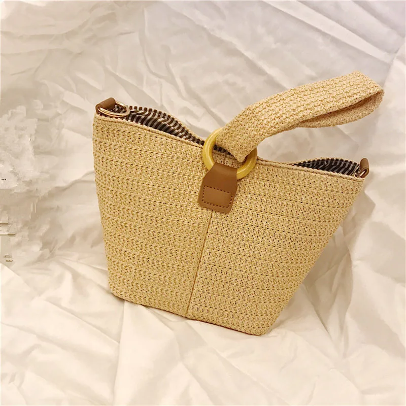Новая модная женская сумка простая соломенная плетеная Сумка с круглой пряжкой для покупок WML99