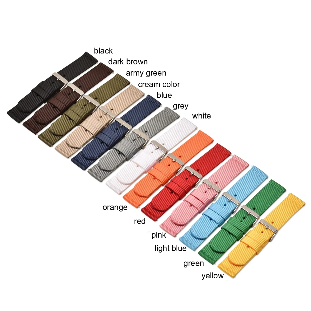 

Wholesale 18 20 22 24mm Nylon Sports Watchband Comfortable Belt Replacement Band Strap With Silver Pin Buckle