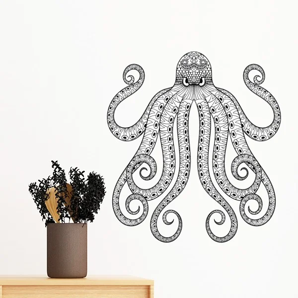 Paint Octopus Eight Black Removable Wall Sticker Art Decals Mural DIY