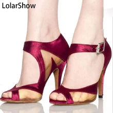 Женские атласные туфли для латиноамериканских танцев на среднем или высоком каблуке с пряжкой; атласные/бальные/Танго/Сальса; танцевальные туфли на высоком каблуке 6 см/7,5 см