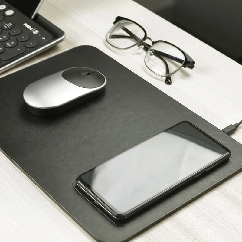 Xiaomi MIIIW офисный ультратонкий коврик для мыши с поддержкой QI беспроводной зарядки телефона нескользящий коврик для мыши из искусственной кожи PU Коврик для мыши