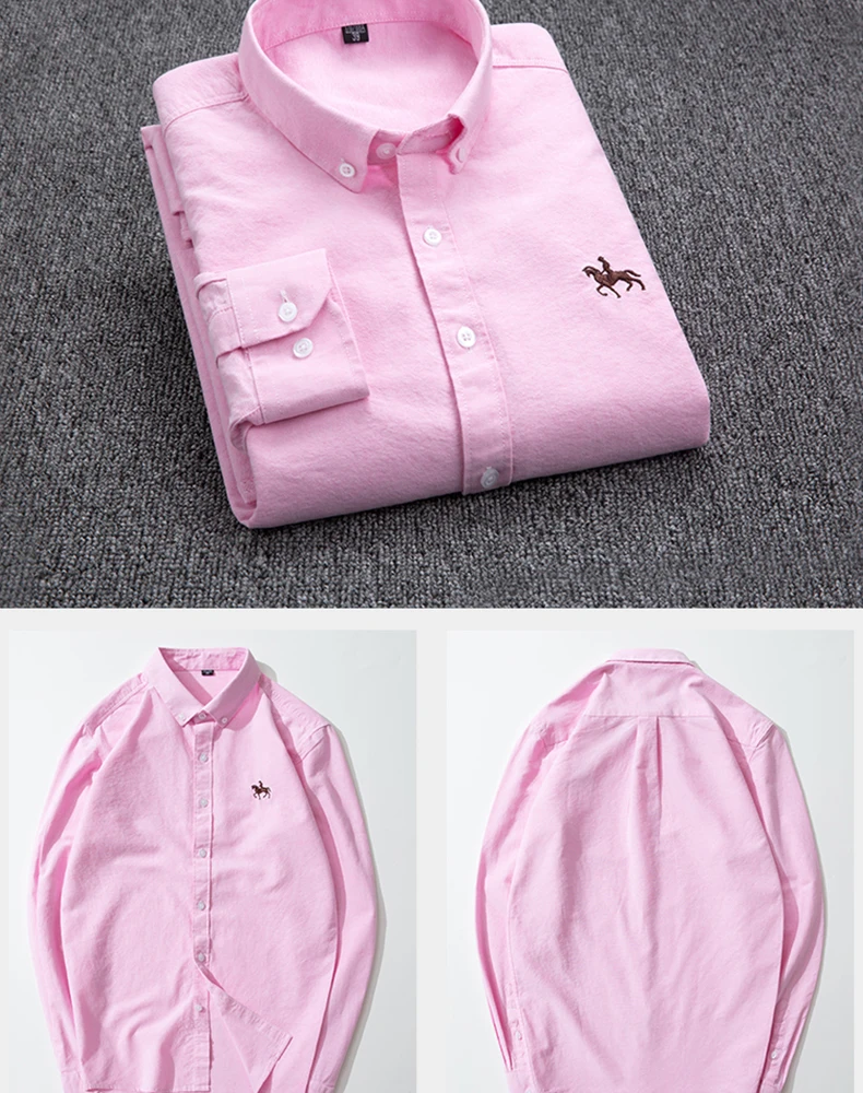 DAVYDAISY Высококачественная хлопковая оксфордская Мужская рубашка с отложным воротником и длинными рукавами, однотонная Повседневная брендовая одежда, мужская рубашка DS148