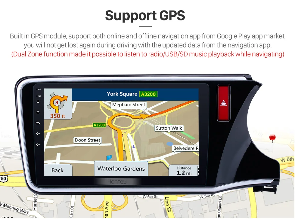 Clearance Harfey  10.1" Android 8.1 Car Head Unit Radio Player GPS Navigation For HONDA CITY RHD 2014 2015 2016 2017 with Bluetooth wifi 6