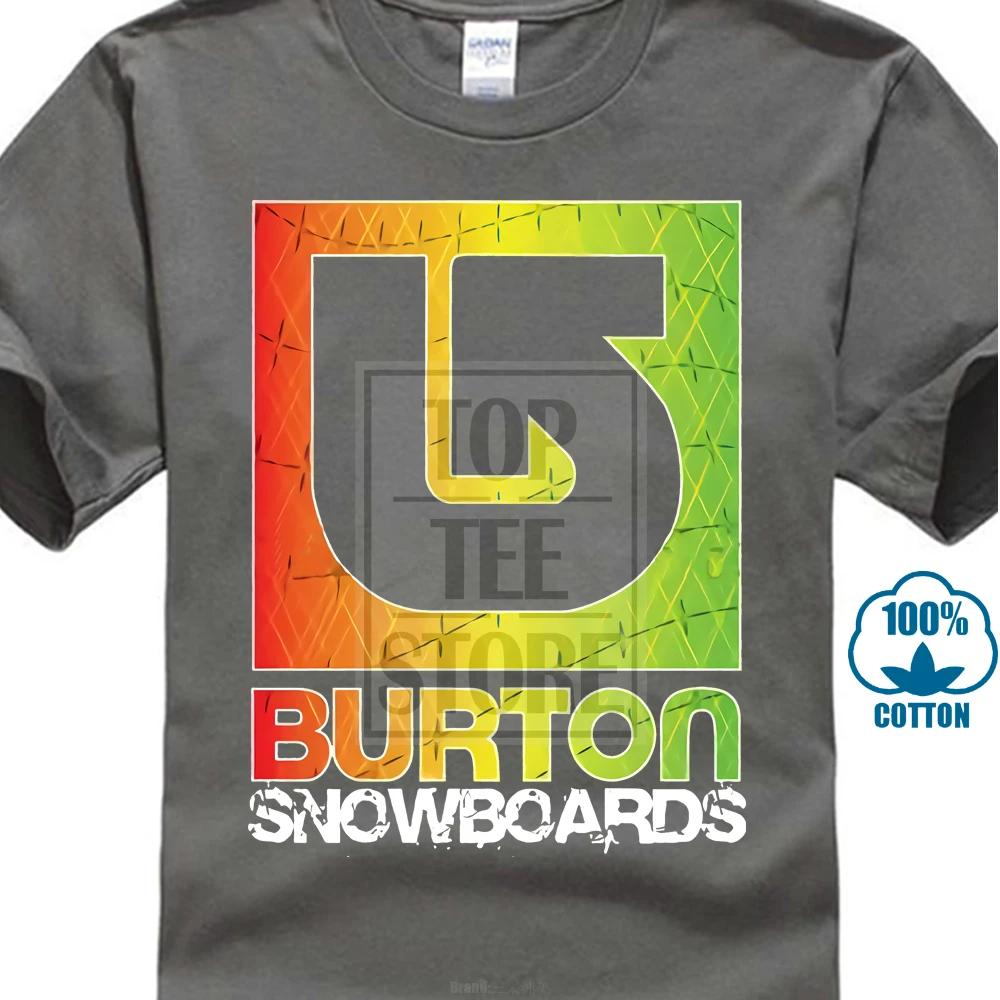 Черная футболка с логотипом Burton Snowboards, Мужская футболка с коротким рукавом и круглым вырезом - Цвет: Темно-серый