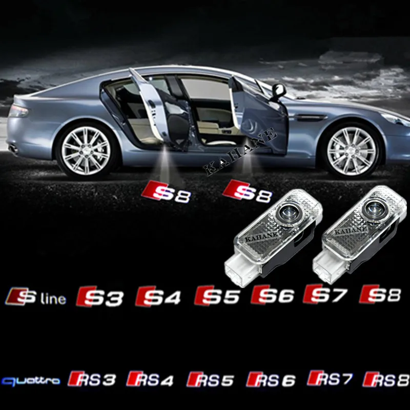 2PC Car LED Door Warning Light Logo Projector For audi a4 a5 a6