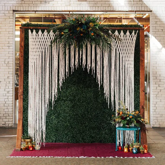 Large Macrame Yarn Hanging Wedding Backdropin Party DIY