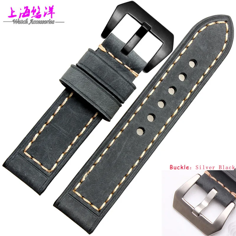 20mm 22mm 24mm 26mm 1pcs Top Grade Quality Gery Genuine Leather Watch BANDS Strap Bracelets Brushed