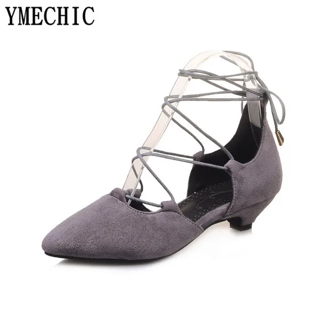 Туфли лодочки YMECHIC женские на низком каблуке туфли из флока с перекрестной