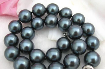 

FREE SHIPPING>>>@@ > N2109 18"16mm round black south sea shell pearl necklace