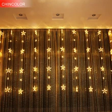 3*1,5 м 78 светодиодов Праздничные огни звезда светодиодная гирлянда-штора многоцветная AC вилка Рождество Свадьба Фея фестиваль Декор DA
