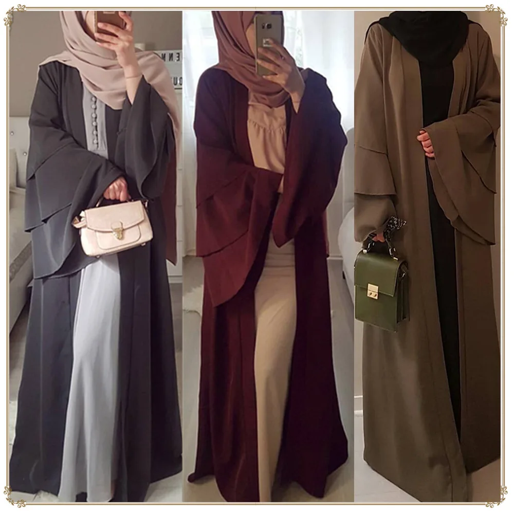 Женское платье abaya с расклешенными рукавами, Дубай, Абая для женщин, мусульманское кимоно, кардиган, хиджаб, платье, Турецкая мусульманская одежда Elbise Mubarak