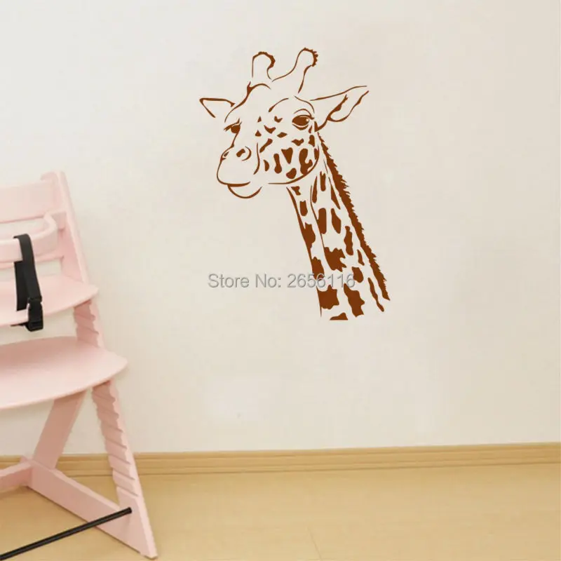 Decorative Cute Animal Wall Stickers Giraffe Head Vinyl Mural Decals