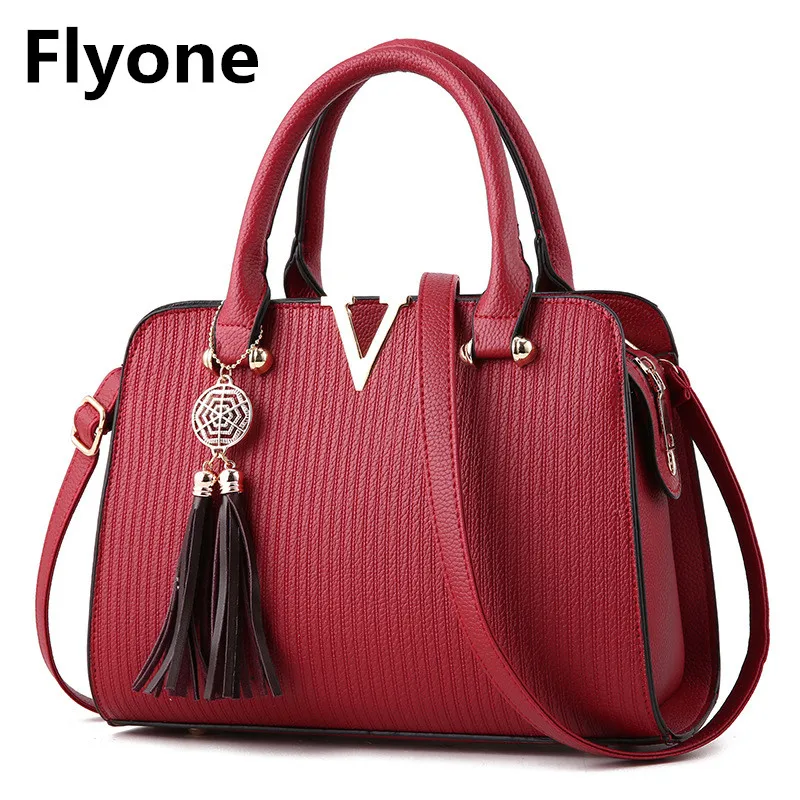 Buy Luxury Quality Striped Women Leather Handbags V Letter Fringed Ladies