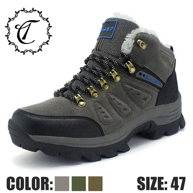 CatriCa Large Size Green Gray Khaki 2019 Designer Male Snow Fashion Plush Men Shoes High Top Quality Waterproof Suede Boots 058 | Обувь