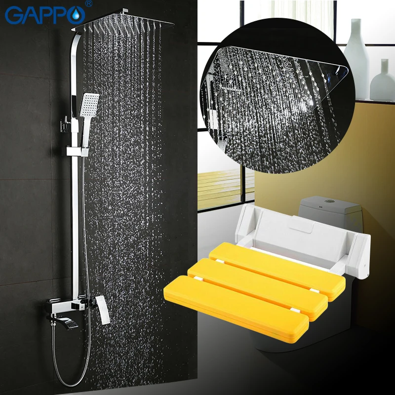 

GAPPO Shower Faucets bath faucet mixer Bath tub taps shower head Wall Mounted Shower Seats bath bench