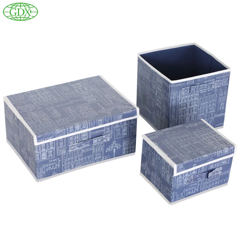 GDX 3pcs in 1 Cheap Toys Storage Bins Boxes Dust proof Foldable Non woven Fabric Organizer Boxes