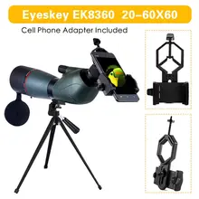 Eyeskey EK8360 водонепроницаемый 20-60x60 Зрительная труба 45 градусов угловой Монокуляр+ штатив+ Сотовый адаптер для телефона для наблюдения за птицами охоты