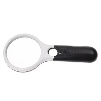 

3LED Light 45X 75/25mm Handheld Magnifier Magnifying Glass Jewelry Loupe Light