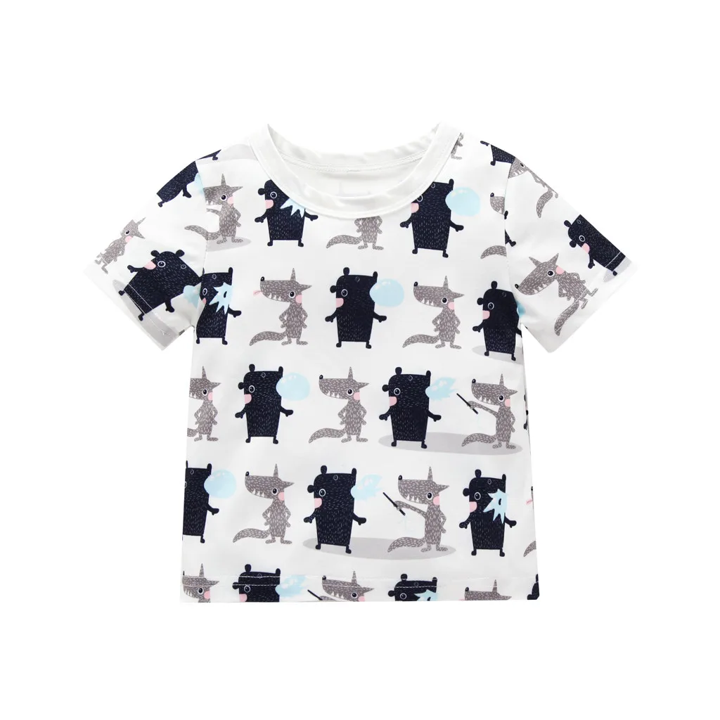

ZHDAOR Summer Toddler Baby Boy Girl Kid Short Sleeve Cartoon Printed Tops Clothes O-Neck Casual Blouse Free Shipping W#5