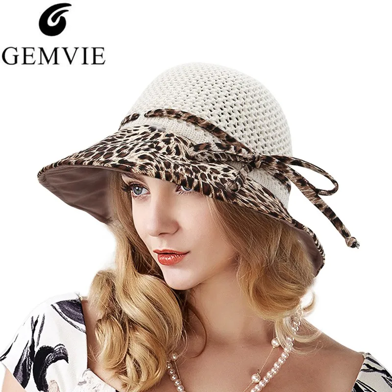 GEMVIE Trendy Bucket Hat for Women Sunhat Leopard Print Fabric