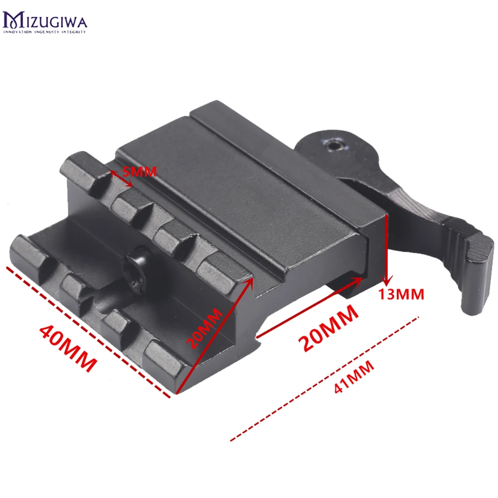 Quick Release 20mm Picatinny Rail Offest Riser Base adapter QD Mount Rifle Hunt