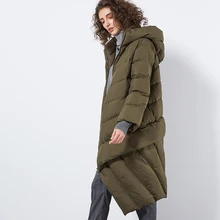 Линетт's CHINOISERIE зима дизайн для женщин свободные длинные асимметричный с капюшоном 90% белое пуховое пальто куртки верхняя одежда