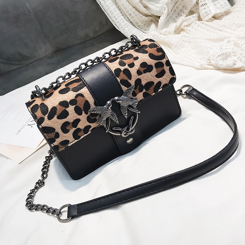 

Women's Crossbody Bag Leopard Small Flap Fashion Trendy Chains Bag Female Famous Brands luxury handbags Women Bag Sac A Main