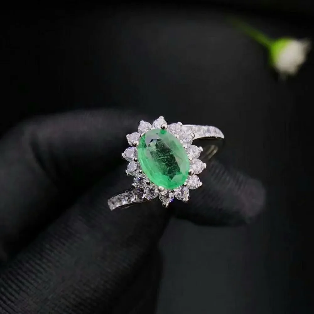 

100% 925 sterling silver Natural green Emerald Rings fine Jewelry gift women wedding open wholesale new 3*4mm tfj030404agml