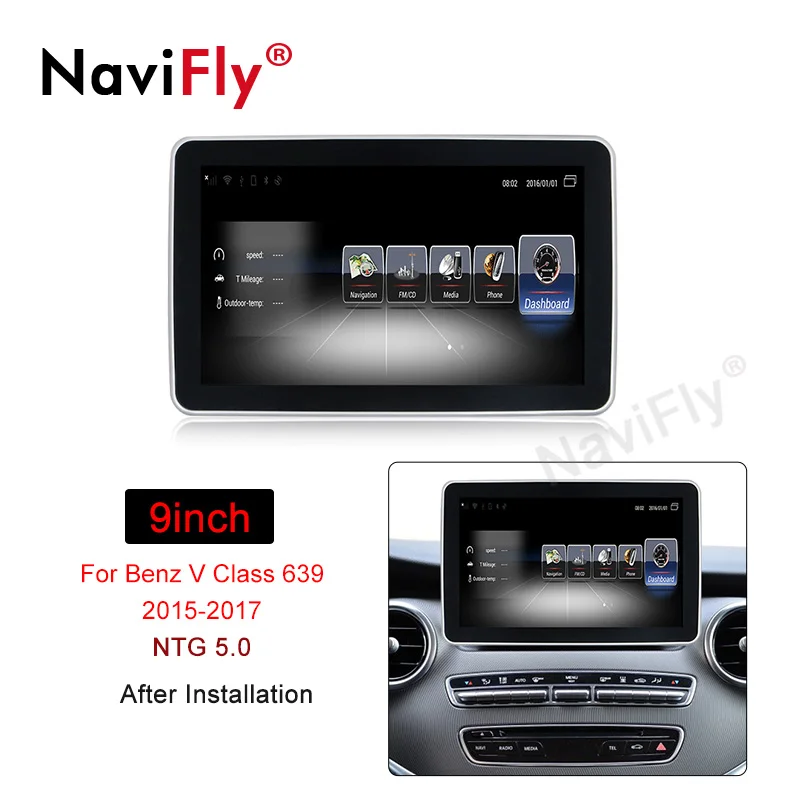 Top NaviFly 9 inch 4G LTE Car multimedia player for Mercedes Benz V Class W447 V260 2015-2018 NTG 5.0 Android gps stereo 3GB RAM 0