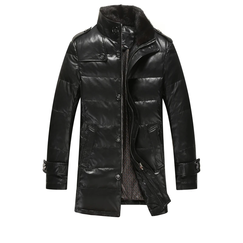 Faux leather jacket long