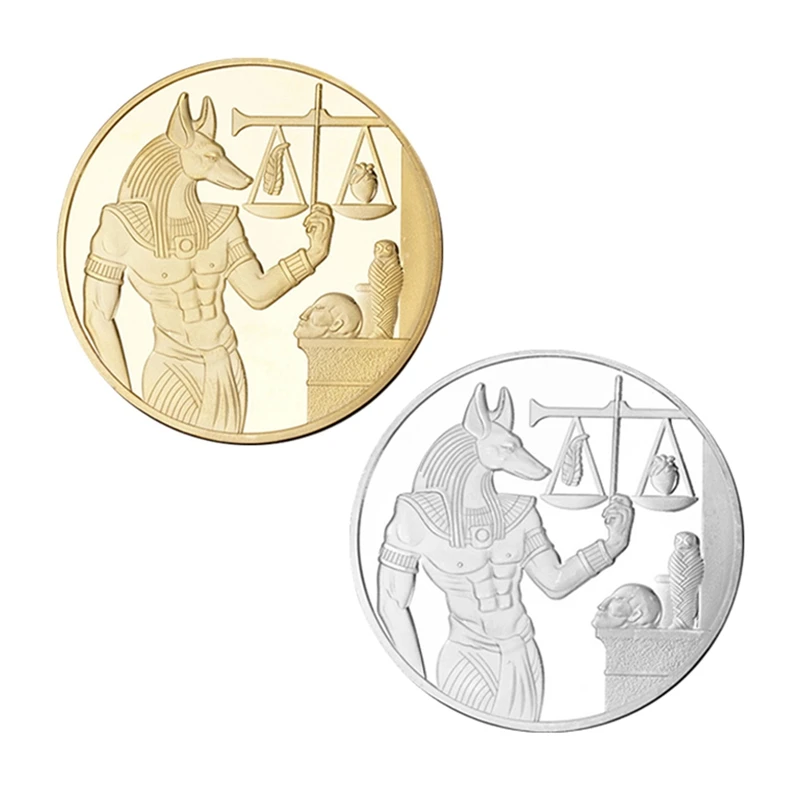 

Commemorative Coin Collection Medal Souvenir Badge Anniversary Ancient Cleopatra Death, Anubis Egypt Dog Pyramid Treasure