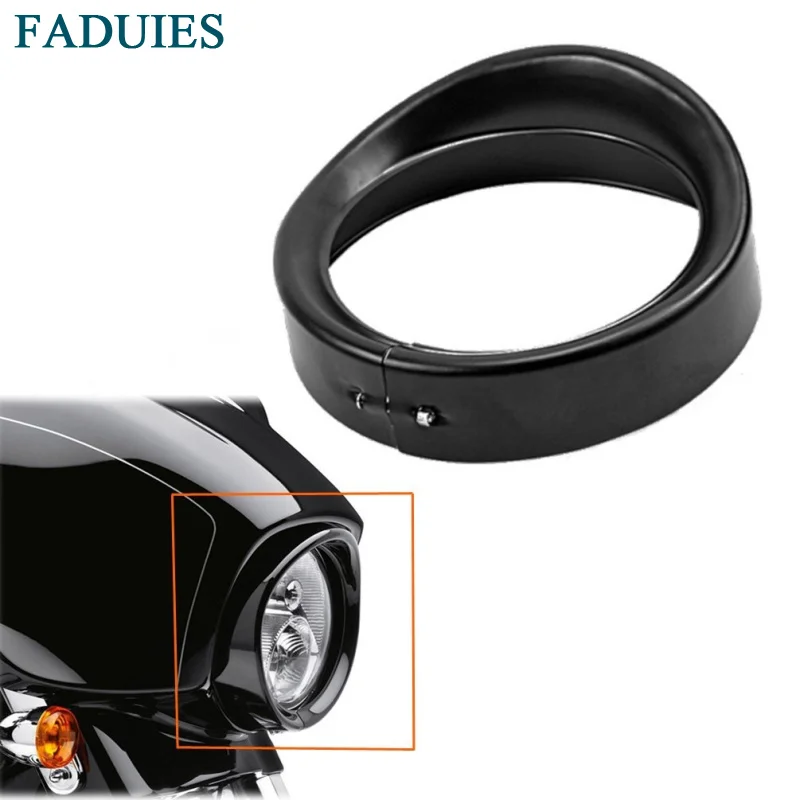 1 Motorbike Accessories 7 Inch Round LED Headlight Harley Touring Road King Electra Glide Forward Driving Headlamp Visor Trim Ring (2)