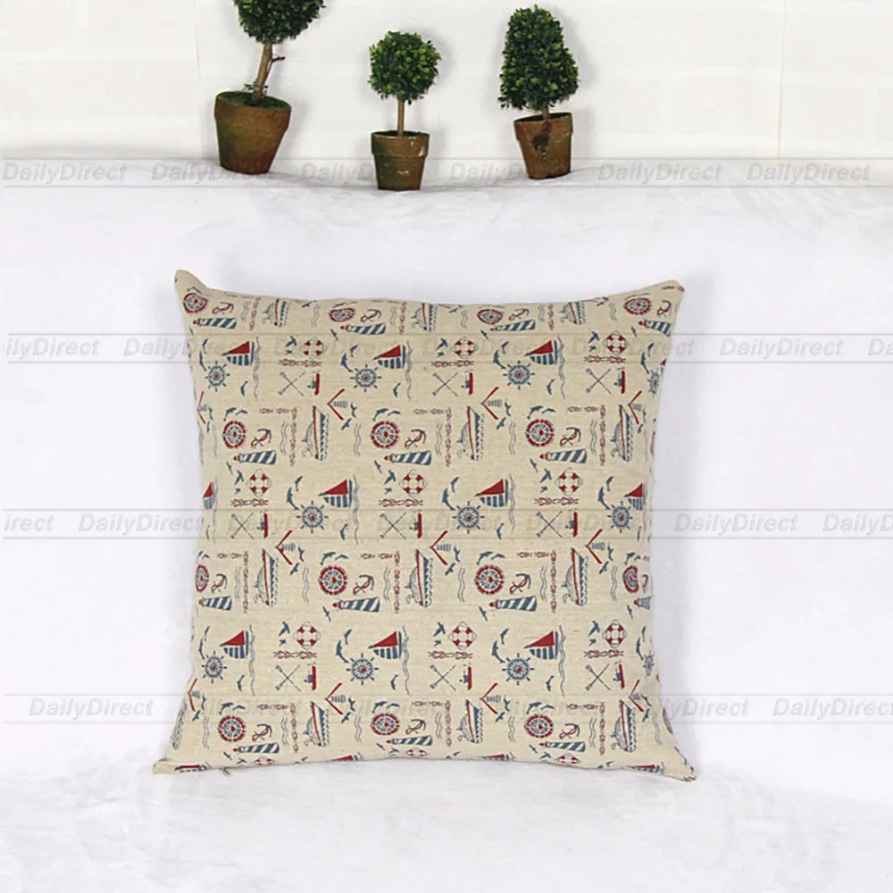 Best 1x Vintage Sofa Cushion Case Linen Cotton Retro Painting Pillow Cover 42x42cm #1 Home Decoration Scatter Cushion Bedding Skin