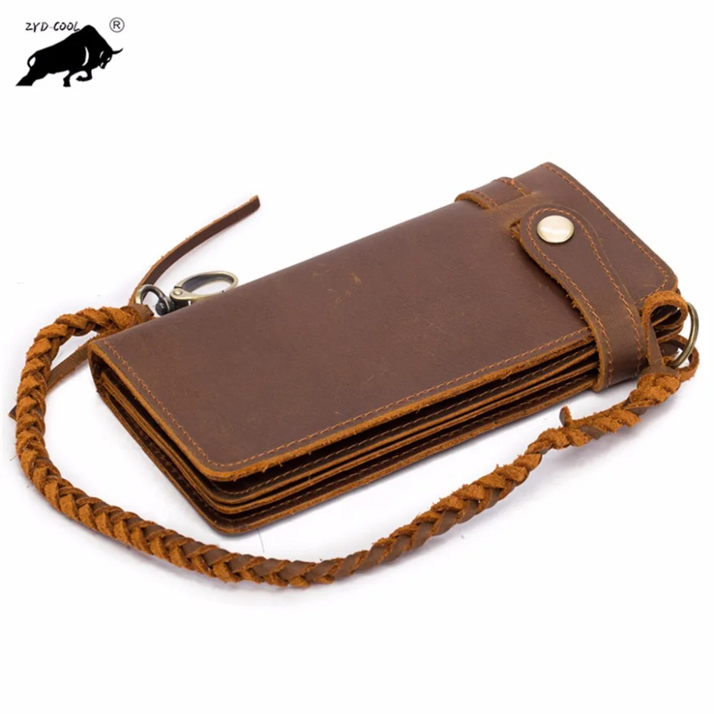 ZYD-COOL бумажник из воловьей кожи с RFID 100% Crazy Horse мужские кошельки натуральной