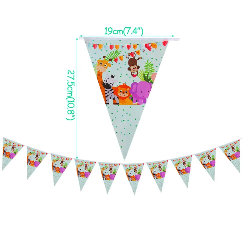 Jungle Birthday Party Disposable Tableware Jungle Animal Disposable Plates Cups Napkins Safari Decoration Baby Shower Supplies - Цвет: 1set banner