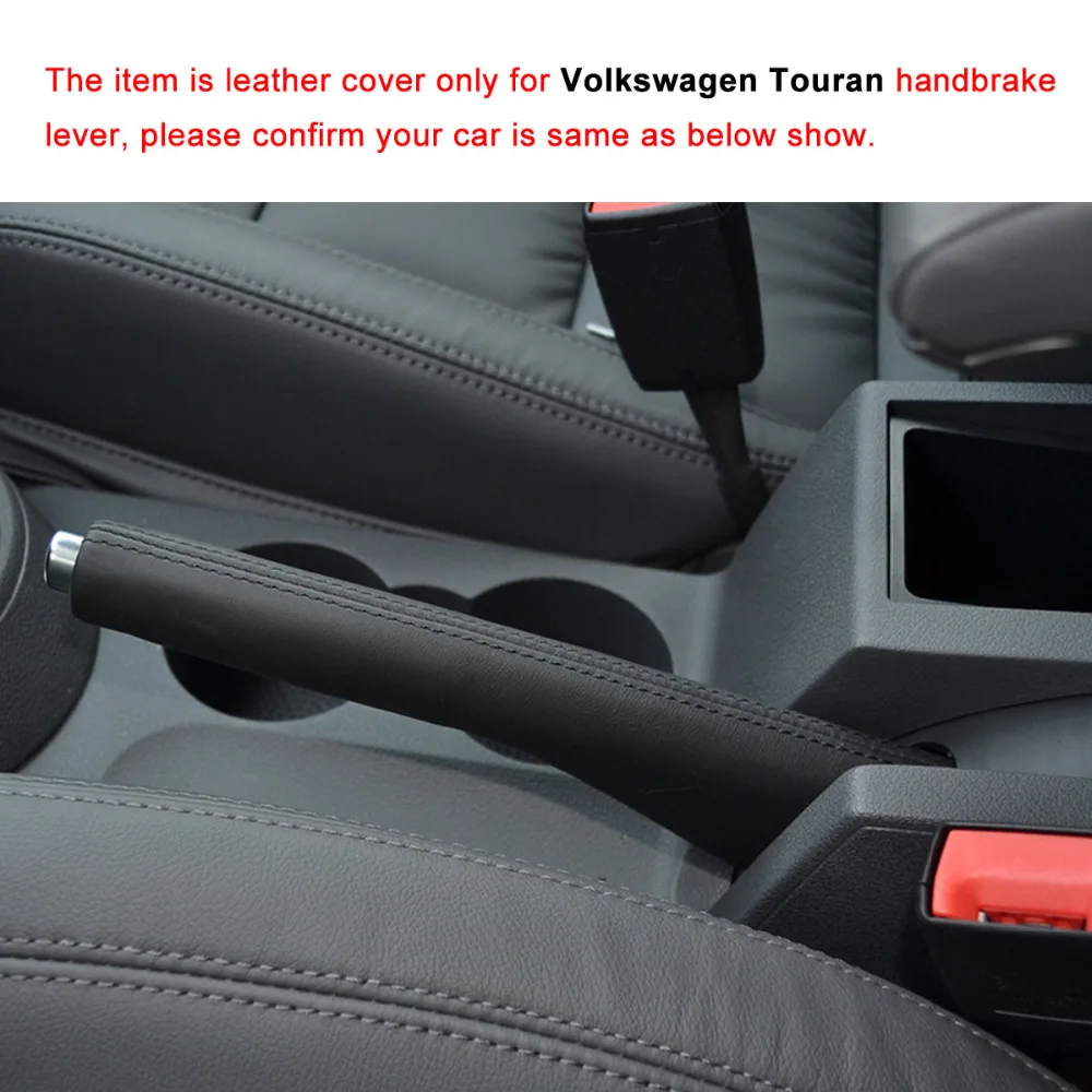 Yuji-Hong Car Handbrake Covers Case for Volkswagen VW Touran Genuine Leather Handbrake Grips Genuine Leather Cover