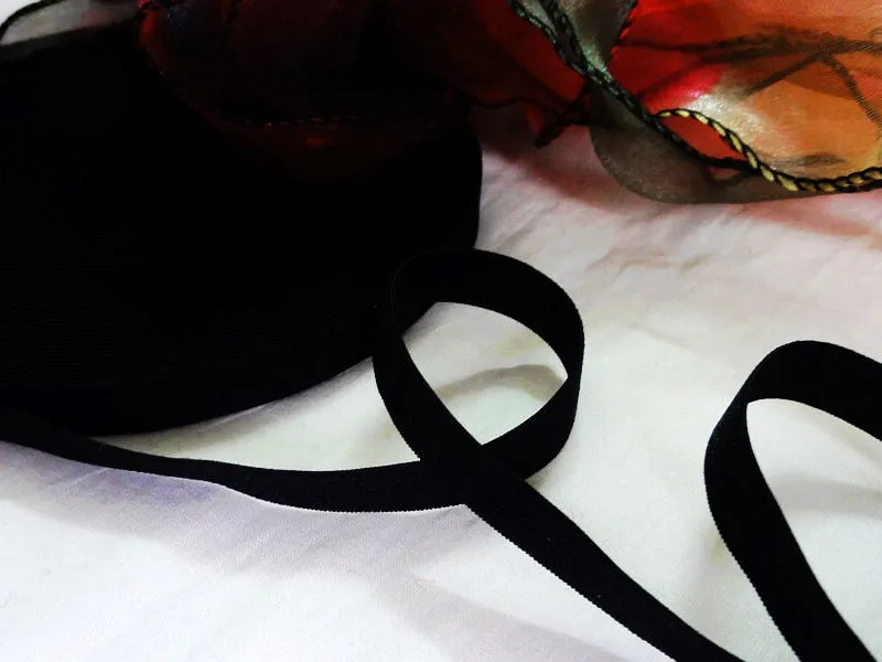 

20meters 1cm nylon elastic band with two sides suede softy elastic webbing for baby old men clothing black straops